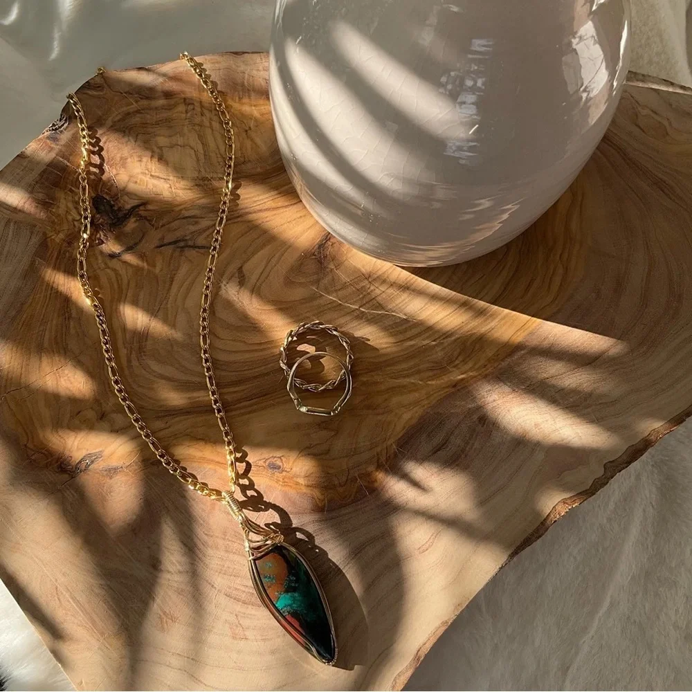 14k Gold Filled Sonora Sunrise Healing Stone Unisex Necklace Pendant